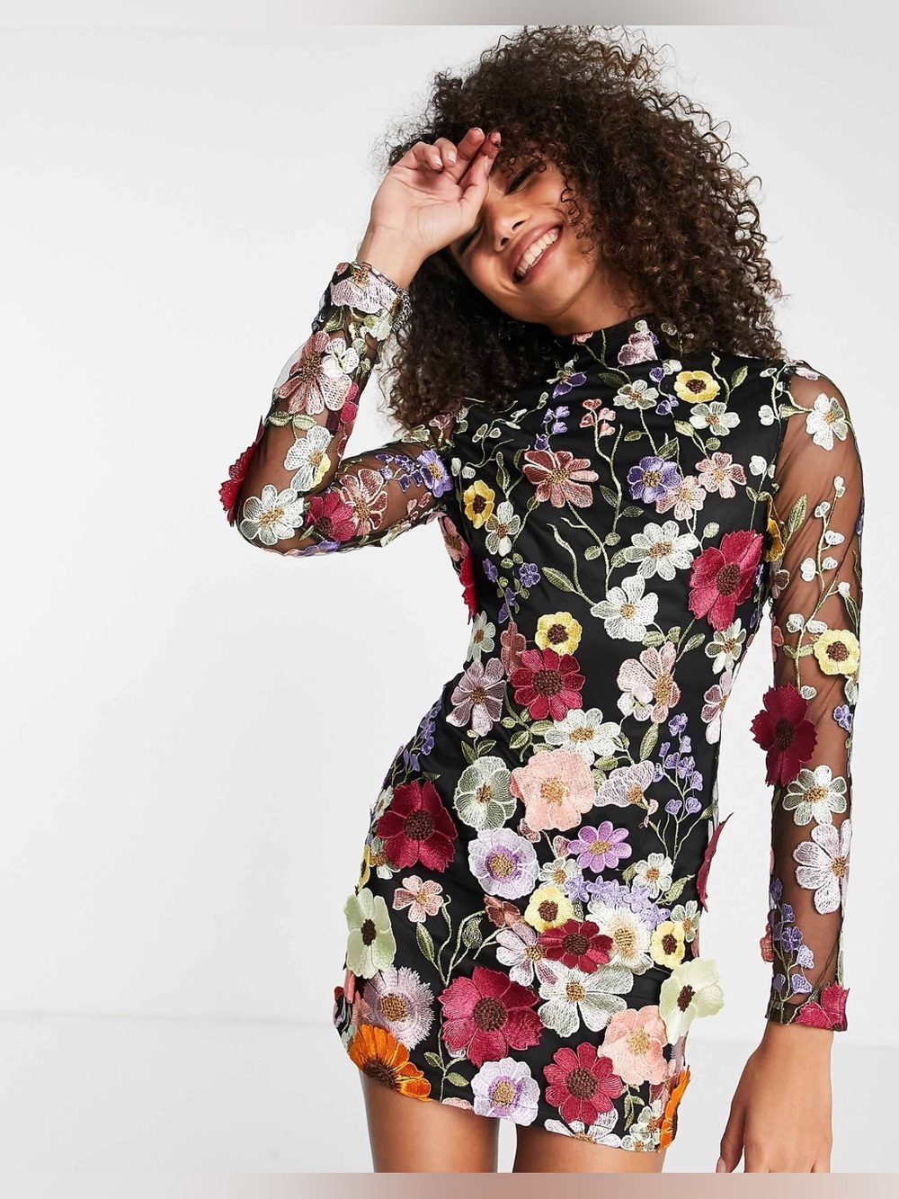 🆕 AmyLynn Maeva 3D Floral Embroidered Dress Coquette Party Romantic Sexy Luxe